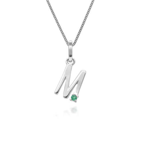 Gemondo Halskette mit Smaragd-Charm-Anhänger „M“ in Weißgold 9 Karat von Gemondo