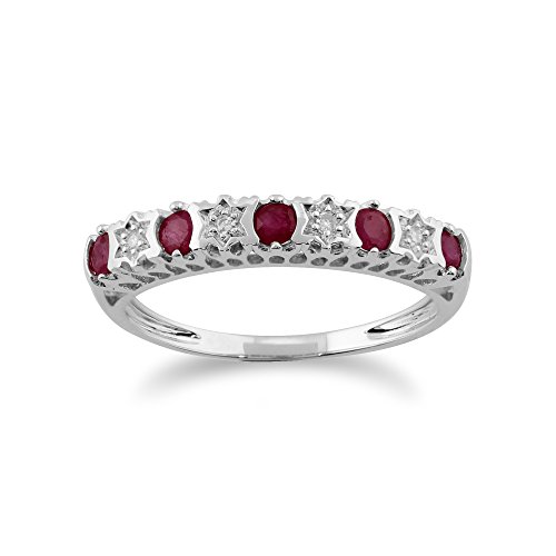 Gemondo Klassischer Halb-Eternity-Ring mit rundem Rubin und Diamant, Weißgold 9 Karat Größe: 55 Gemondo Klassischer Halb-Eternity-Ring mit rundem Rubin und Diamant, Weißgold 9 Karat Größe: 55 von Gemondo