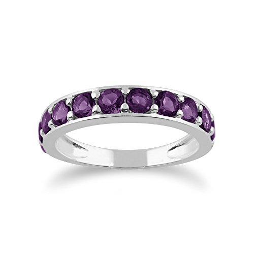 Gemondo Klassischer runder Amethyst-Halb-Eternity-Ring aus 925er Sterlingsilber Größe: 49 von Gemondo