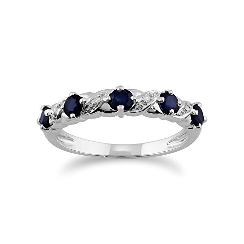 Gemondo Klassischer runder Halb-Eternity-Ring mit Saphir und Diamant, Weißgold 9 Karat Größe: 55 Gemondo Klassischer runder Halb-Eternity-Ring mit Saphir und Diamant, Weißgold 9 Karat Größe: 55 von Gemondo