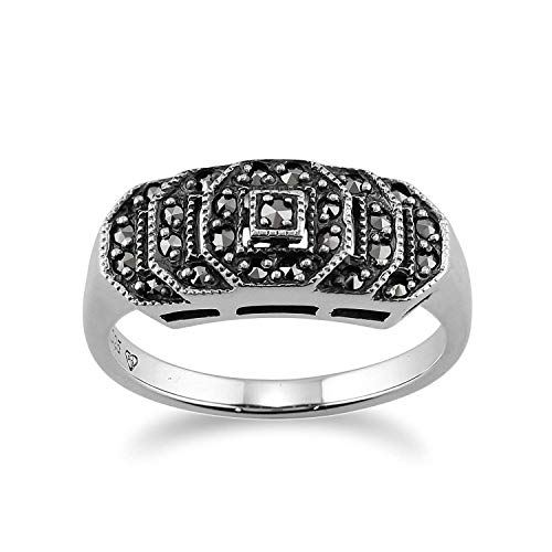 Gemondo Kunst Deko stufig Ring, 925 Sterlingsilber 0.28ct Karat Markasit Art Deco-Stil Ring von Gemondo