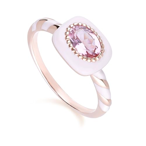 Gemondo Siberian Waltz Emaille & Rosa Turmalin Ring in Roségold plattiertem Silber Größe: 50 von Gemondo