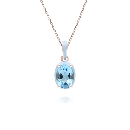 Gemondo Siberian Waltz Halskette mit blauem Emaille und ovalem himmelblauem Topas in Roségold-Vermeil von Gemondo