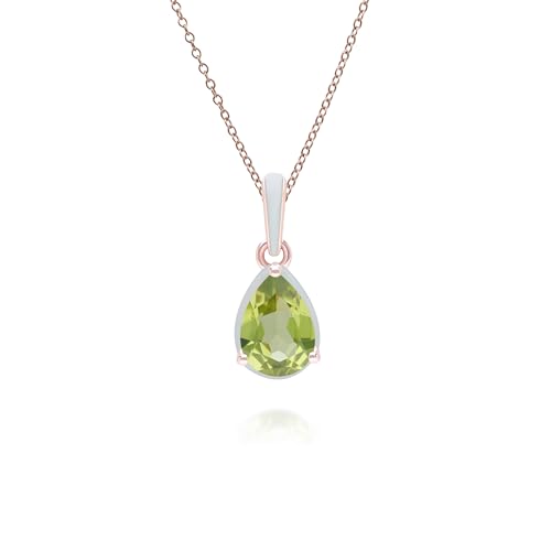 Gemondo Siberian Waltz Halskette mit grünem Emaille und tropfenförmigem Peridot in Roségold-Vermeil von Gemondo