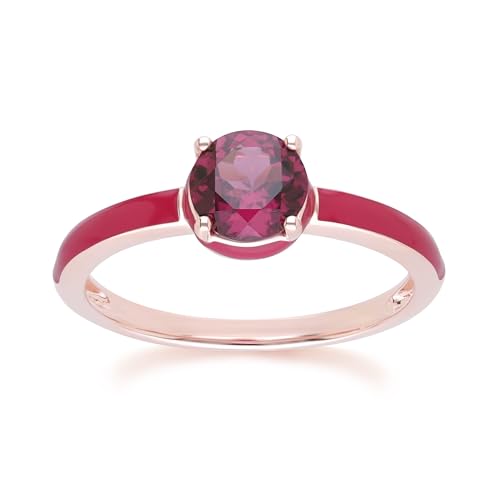 Gemondo Siberian Waltz Ring aus rosa Emaille und rundem Rhodolith aus Roségold-Vermeil Größe: 55 von Gemondo