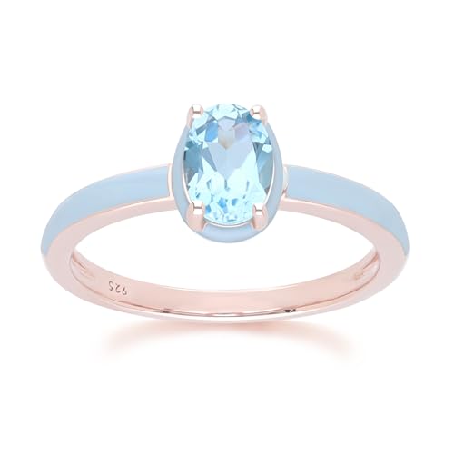 Gemondo Siberian Waltz Ring mit blauem Emaille und ovalem himmelblauem Topas in Roségold-Vermeil Größe: 53 von Gemondo