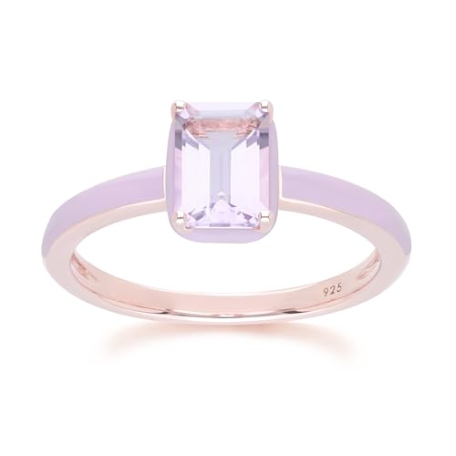 Gemondo Siberian Waltz Ring mit violettem Emaille und achteckigem rosa Amethyst in Roségold-Vermeil Größe: 55 von Gemondo