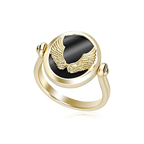 Gemondo Sternzeichen Onyx schwarz wendbar Jungfrau Ring 18 Karat Silber vergoldet, Silber, Onyx von Gemondo