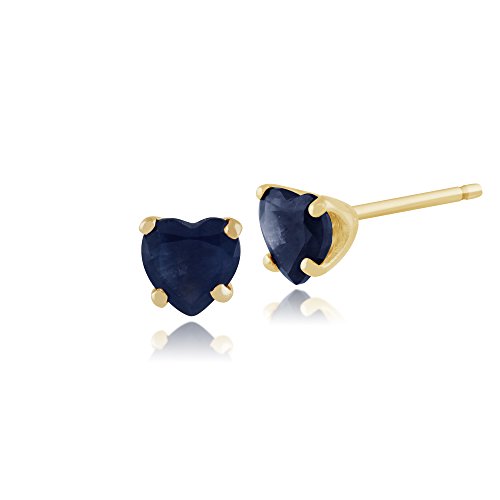 Klassische Ohrstecker mit hellblauem Saphir in Herzform, Gelbgold 9 Karat, 4 mm Klassische Ohrstecker mit hellblauem Saphir in Herzform, Gelbgold 9 Karat, 4 mm von Gemondo