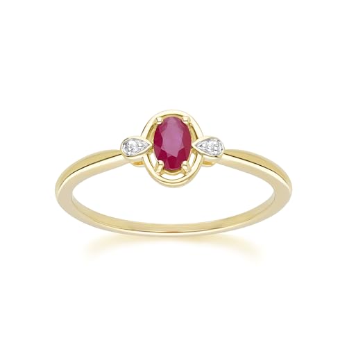 Klassischer Ring mit ovalem Rubin und rundem Diamant aus 9 Karat Gelbgold Größe: 52 Klassischer Ring mit ovalem Rubin und rundem Diamant aus 9 Karat Gelbgold Größe: 52 von Gemondo