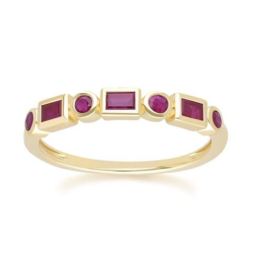 Klassischer Rubin-Eternity-Ring in 9 Karat Gelbgold Größe: 55 von Gemondo