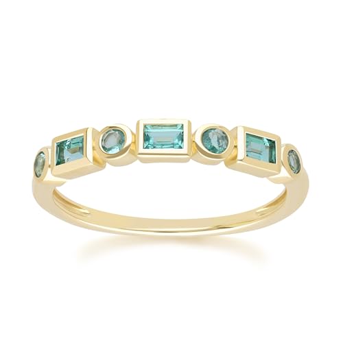 Klassischer Smaragd-Eternity-Ring in 9 Karat Gelbgold Größe: 54 von Gemondo