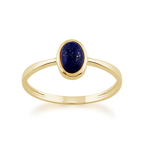 Klassischer ovaler Lapislazuli-Ring in 9 Karat Gelbgold Größe: 50 von Gemondo