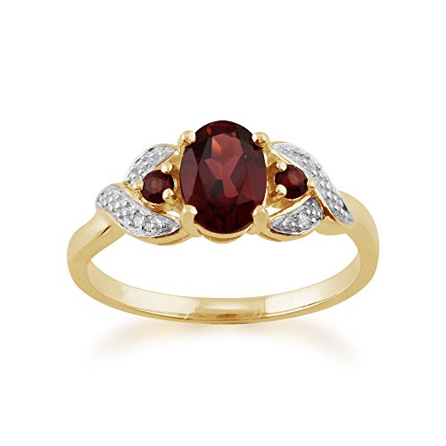 Klassischer ovaler Mosambik-Granat- und Diamantring in 9 Karat Gelbgold Größe: 54 Klassischer ovaler Mosambik-Granat- und Diamantring in 9 Karat Gelbgold Größe: 54 von Gemondo