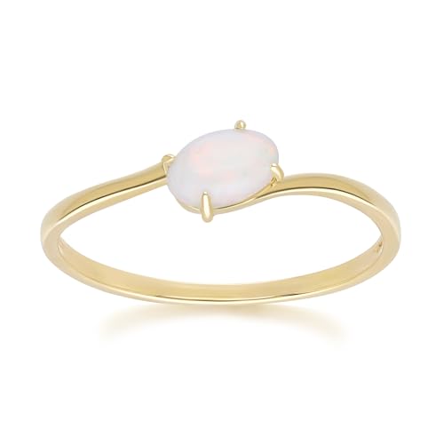 Klassischer ovaler Opal-Cabochon-Ring in 9 Karat Gelbgold Größe: 57 von Gemondo
