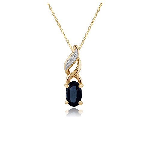 Klassischer ovaler Saphir- und Diamantanhänger in 9 Karat Gelbgold Klassischer ovaler Saphir- und Diamantanhänger in 9 Karat Gelbgold von Gemondo