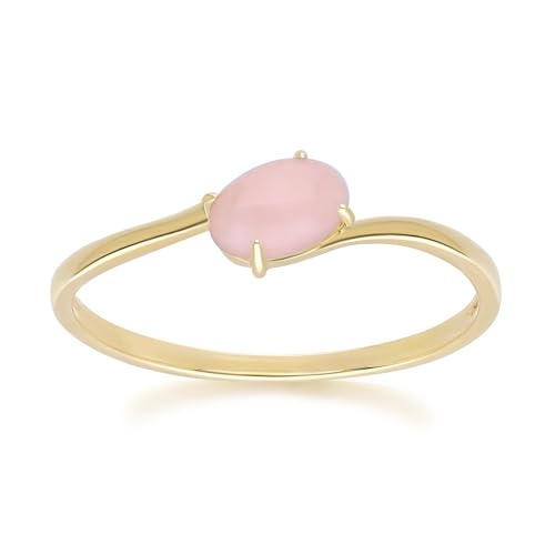 Klassischer ovaler rosa Opalring in 9 Karat Gelbgold Größe: 57 von Gemondo
