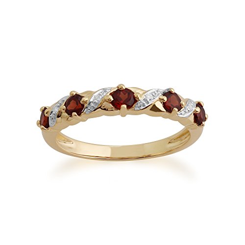 Klassischer runder Halb-Eternity-Ring mit Granat und Diamanten in 9 Karat Gelbgold Größe: 67 von Gemondo