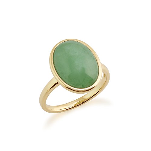 Statement-Ring mit ovalem Jade-Anhänger, Gelbgold 9 Karat Größe: 55 von Gemondo