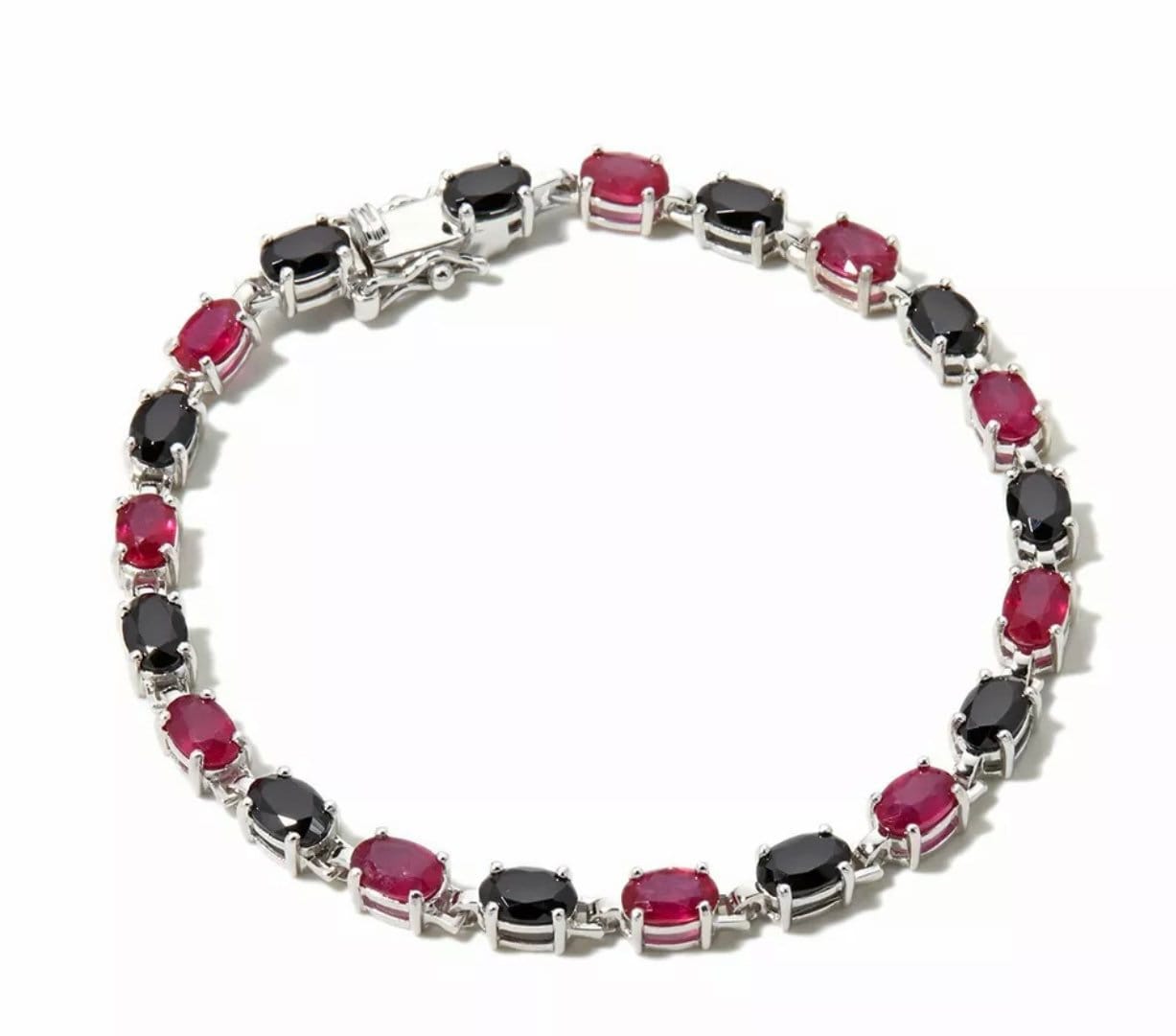 Damen Schmuck Sterling Silber Rubin & Schwarz Spinell Linie Armband von GemorbitCo