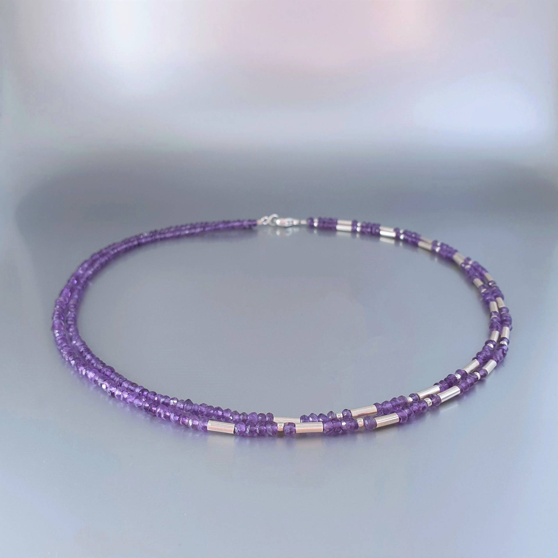 Amethyst Silberkette - Facettierter Lila Edelstein Schmuck, Februar Geburtsstein Geschenk Für Sie, Handgemachte Halskette Zum 6 Amethyst Silberkette - Facettierter Lila Edelstein Schmuck, Februar Geburtsstein Geschenk Für Sie, Handgemachte Halskette Zum 6 von GemoryDesign