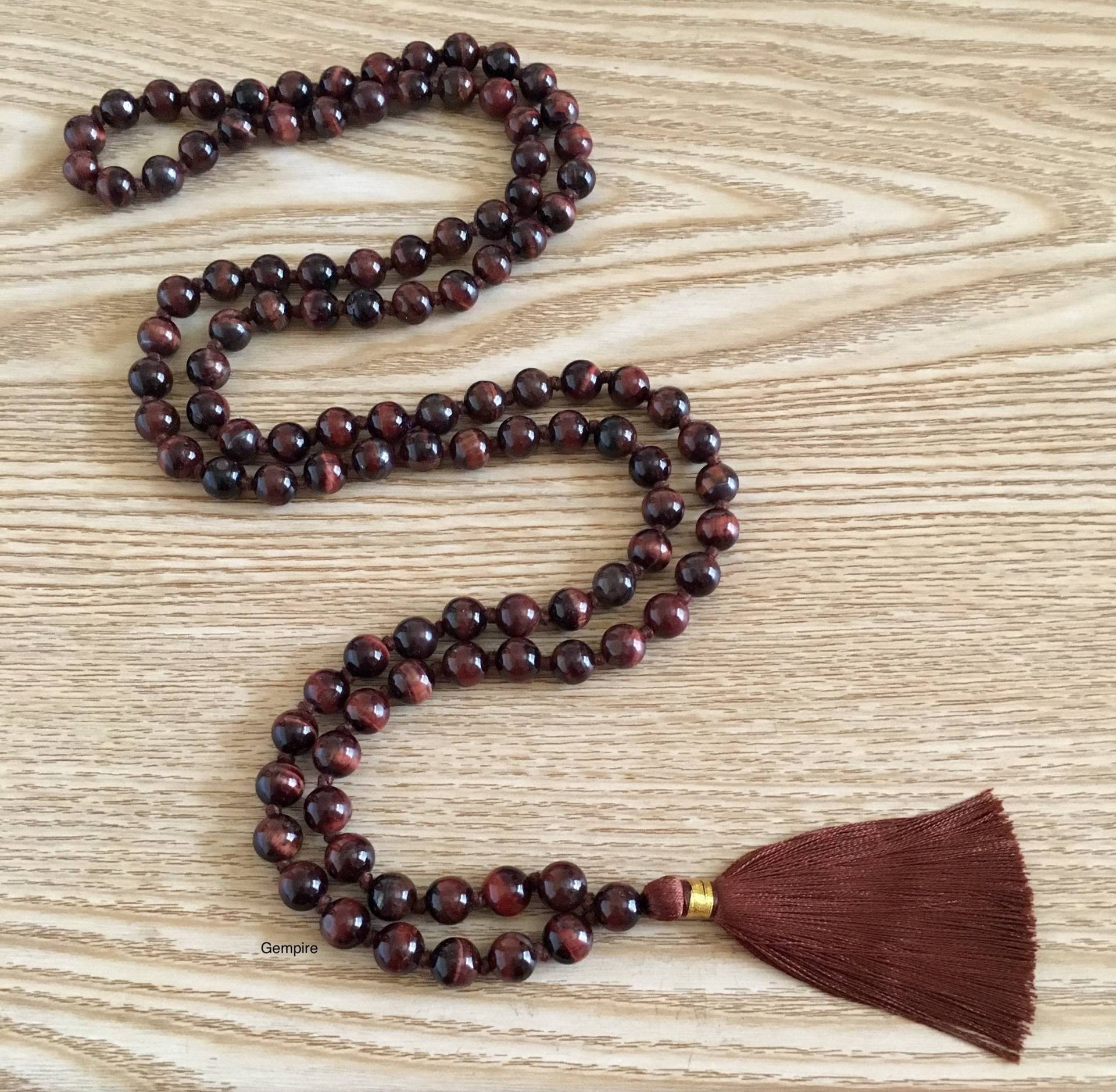 108 Rote Tigerauge Mala Halskette 8-9 Mm, Halskette, Herren Japa Perlen, Edelstein Mala, Meditation 108 Rote Tigerauge Mala Halskette 8-9 Mm, Halskette, Herren Japa Perlen, Edelstein Mala, Meditation von GempireIN