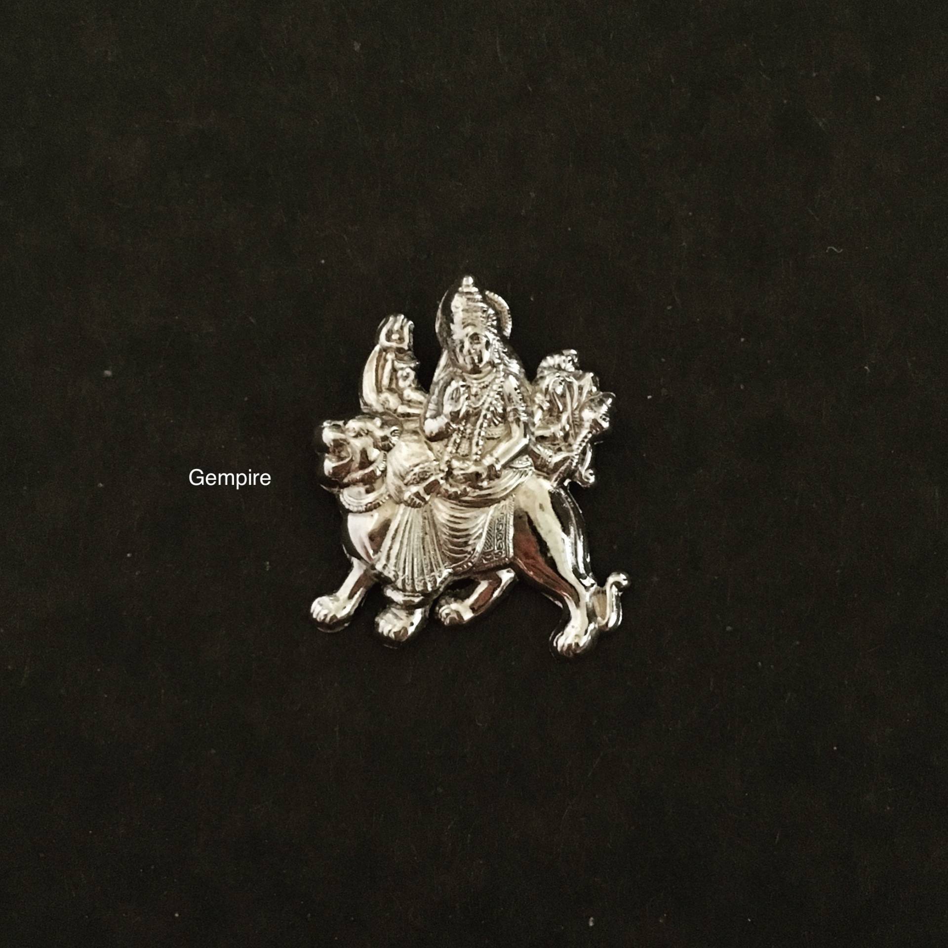 Durga Anhänger Sterling Silber Oxidiert/Göttin Kali Charm Halskette Indien Krieger Hindu Gottheit Amulett Schutz Durga Anhänger Sterling Silber Oxidiert/Göttin Kali Charm Halskette Indien Krieger Hindu Gottheit Amulett Schutz von GempireIN