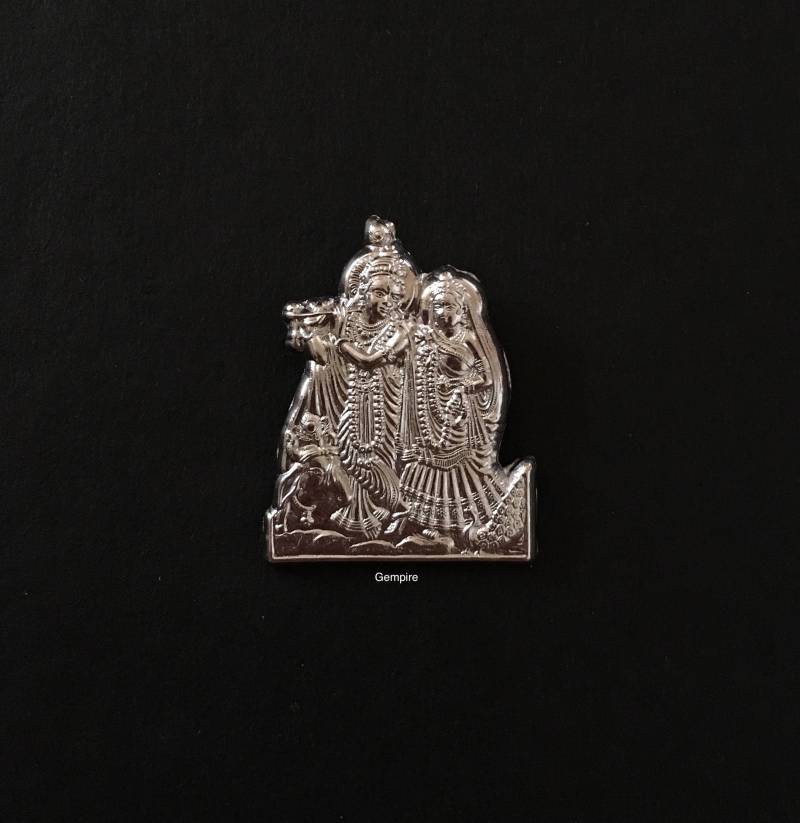 Radha Krishna Anhänger Halskette - 925 Sterling Silber Charm, Lord Halskette, Hindu Gott Indien Religiöser Amulett von GempireIN