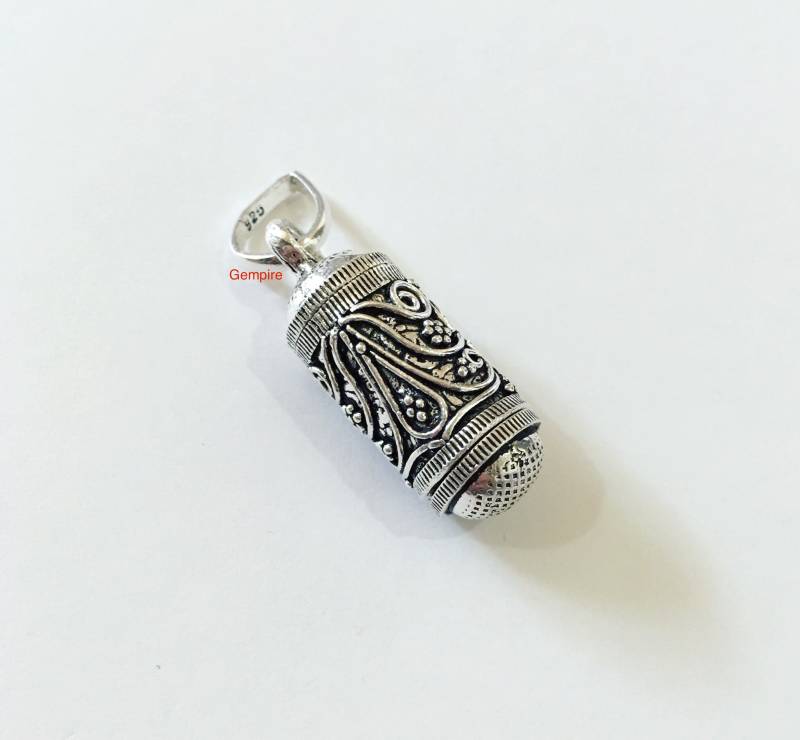 sterling Silber Gebet Locket Anhänger - 925 Charm Halskette, Indien Antique Taweez Kavach Gebetskasten Amulett Geschenk von GempireIN