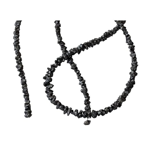 Gems For Jewels 3–5 mm schwarze Diamanten, schwarze ungeschliffene Rohdiamanten, Diamantperlen, schwarze Rohdiamant-Halskette, konfliktfreie Diamanten (4 Zoll bis 16 Zoll) – PPD196, 3–5 mm, 4 Zoll von Gems For Jewels