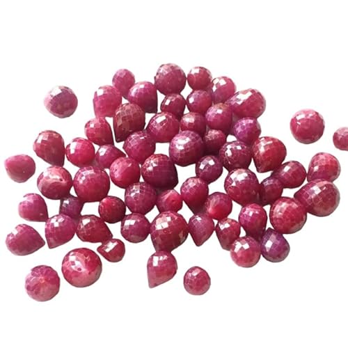 Gems For Jewels 8–12 mm große Rubin-Tropfen für Damen, mikrofacettierte Rubin-Tropfenperlen, seitlich gebohrte Rubin-Tropfen für Schmuck (5 bis 10 Stück Optionen) – PGA503, 10 Stück von Gems For Jewels