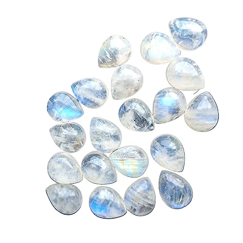 Gems For Jewels Damen 4x7mm - 5,5x10mm Regenbogen Mondstein Plain Marquise Cabochons mit flacher Rückseite, 10 Stück lose Regenbogen Mondstein Edelsteine, Mondstein für Schmuck von Gems For Jewels