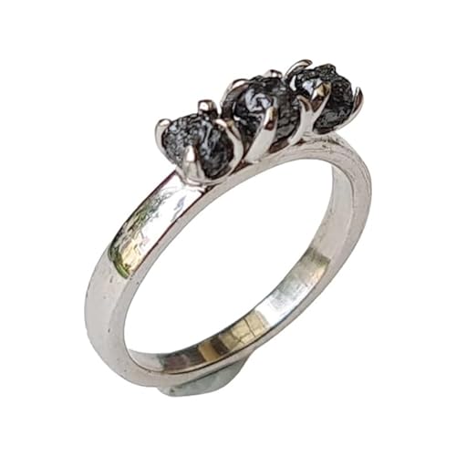 Gems For Jewels Damen-Rohdiamantring aus 925er Silber, schwarzer Diamantring, massiver stapelbarer Ring, Versprechensring, zarter minimalistischer Ring, Verlobungsring – PVD57, 6 von Gems For Jewels
