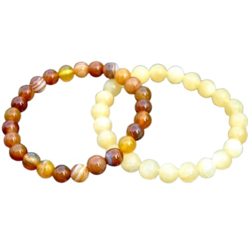 Gems_Hub Calcit und Achat, 8 mm, runde, glatte Perlen, Liebes- und Freundschafts-Kombi-Armband-Set für Fernbeziehungen – Paarbeziehung, 20 cm, dehnbares Armband-Set | FIZA_CPL_105_8 Gems_Hub Calcit und Achat, 8 mm, runde, glatte Perlen, Liebes- und Freundschafts-Kombi-Armband-Set für Fernbeziehungen – Paarbeziehung, 20 cm, dehnbares Armband-Set | FIZA_CPL_105_8 von Gems_Hub