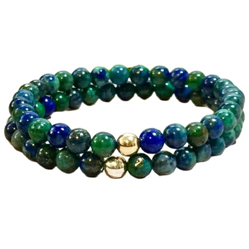 Gems_Hub Chrysokoll 8 mm runde glatte Perlen Fernbeziehungs-Freundschafts-Kombi-Armband-Set - Paarbeziehung 8 Zoll dehnbare Armbänder-Set|FIZA_CPL_111_8 Gems_Hub Chrysokoll 8 mm runde glatte Perlen Fernbeziehungs-Freundschafts-Kombi-Armband-Set - Paarbeziehung 8 Zoll dehnbare Armbänder-Set|FIZA_CPL_111_8 von Gems_Hub