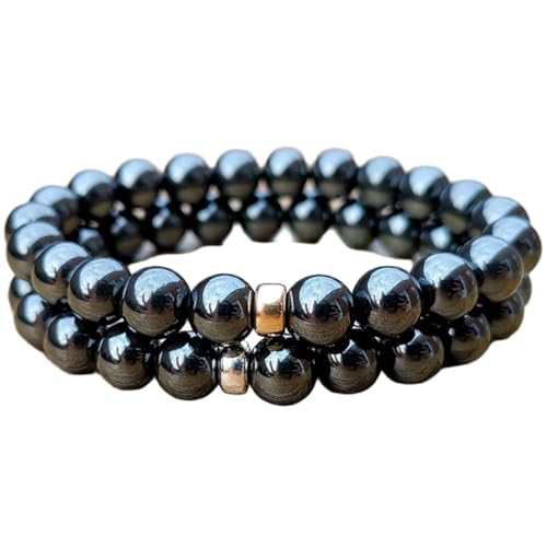 Gems_Hub Hämatit 8 mm runde glatte Perlen Fernbeziehungs-Freundschafts-Kombi-Armband-Set - Paarbeziehung 6 Zoll dehnbare Armbänder-Set|FIZA_CPL_130_6 Gems_Hub Hämatit 8 mm runde glatte Perlen Fernbeziehungs-Freundschafts-Kombi-Armband-Set - Paarbeziehung 6 Zoll dehnbare Armbänder-Set|FIZA_CPL_130_6 von Gems_Hub