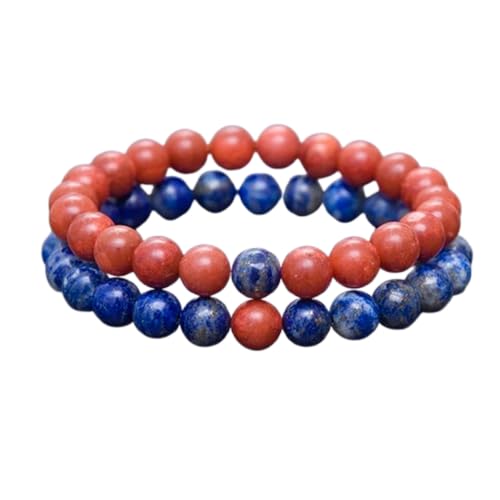 Gems_Hub Lapislazuli und Redstone, 8 mm, runde, glatte Perlen, Liebes- und Freundschafts-Kombi-Armband-Set für Fernbeziehungen – Paarbeziehung, 7,5 Zoll, dehnbares Armband-Set | FIZA_CPL_173_7.5 Gems_Hub Lapislazuli und Redstone, 8 mm, runde, glatte Perlen, Liebes- und Freundschafts-Kombi-Armband-Set für Fernbeziehungen – Paarbeziehung, 7,5 Zoll, dehnbares Armband-Set | FIZA_CPL_173_7.5 von Gems_Hub