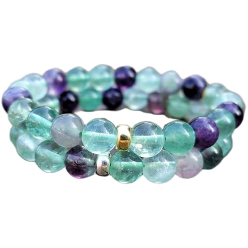 Gems_Hub Regenbogenfluorit, 8 mm, runde, glatte Perlen, Liebes- und Freundschafts-Kombi-Armband-Set für Fernbeziehungen – Paarbeziehung, 17,8 cm, dehnbares Armband-Set | FIZA_CPL_246_7 Gems_Hub Regenbogenfluorit, 8 mm, runde, glatte Perlen, Liebes- und Freundschafts-Kombi-Armband-Set für Fernbeziehungen – Paarbeziehung, 17,8 cm, dehnbares Armband-Set | FIZA_CPL_246_7 von Gems_Hub