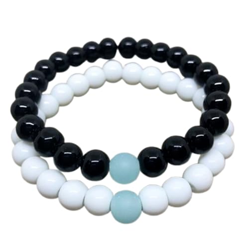 Gems_Hub Schwarz-Weiß-Blaue Jade 8 mm runde glatte Perlen Fernbeziehungs-Freundschafts-Kombi-Armband-Set - Paarbeziehung 7,5 Zoll dehnbares Armband-Set|FIZA_CPL_093_7.5 Gems_Hub Schwarz-Weiß-Blaue Jade 8 mm runde glatte Perlen Fernbeziehungs-Freundschafts-Kombi-Armband-Set - Paarbeziehung 7,5 Zoll dehnbares Armband-Set|FIZA_CPL_093_7.5 von Gems_Hub