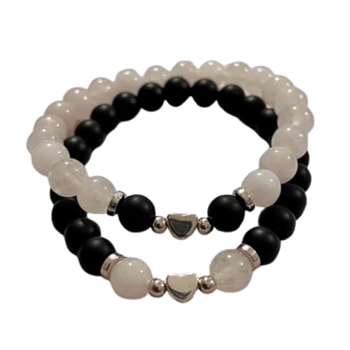 Gems_Hub Schwarzer Onyx und Jade, 8 mm, runde, glatte Perlen, Liebes- und Freundschafts-Kombi-Armband-Set für Fernbeziehungen – Paarbeziehung, 6,5 Zoll, dehnbares Armband-Set | FIZA_CPL_070_6.5 Gems_Hub Schwarzer Onyx und Jade, 8 mm, runde, glatte Perlen, Liebes- und Freundschafts-Kombi-Armband-Set für Fernbeziehungen – Paarbeziehung, 6,5 Zoll, dehnbares Armband-Set | FIZA_CPL_070_6.5 von Gems_Hub