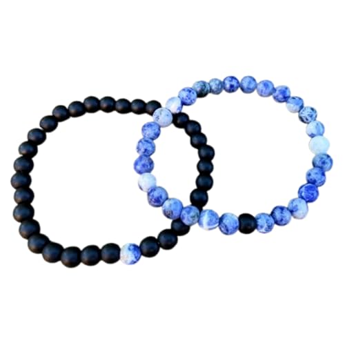 Gems_Hub Sodalith und schwarzer Achat, 6 mm, runde, glatte Perlen, Liebes- und Freundschafts-Kombi-Armband-Set für Fernbeziehungen – Paarbeziehung, 6,5 Zoll, dehnbares Armband-Set | FIZA_CPL_284_6.5 Gems_Hub Sodalith und schwarzer Achat, 6 mm, runde, glatte Perlen, Liebes- und Freundschafts-Kombi-Armband-Set für Fernbeziehungen – Paarbeziehung, 6,5 Zoll, dehnbares Armband-Set | FIZA_CPL_284_6.5 von Gems_Hub