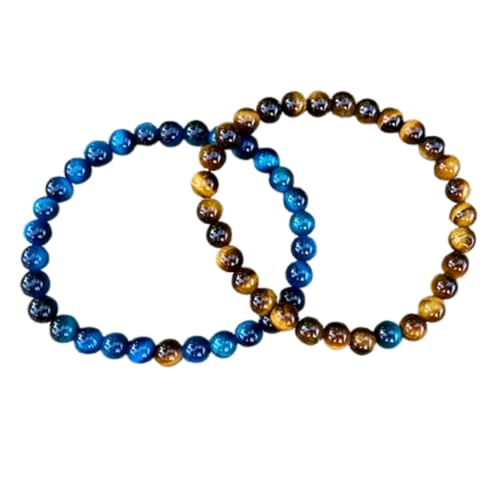 Gems_Hub Türkis & Tigerauge, 6 mm, runde, glatte Perlen, Liebes- und Freundschafts-Kombi-Armband-Set für Fernbeziehungen – Paarbeziehung, 17,8 cm, dehnbares Armband-Set | FIZA_CPL_304_7 Gems_Hub Türkis & Tigerauge, 6 mm, runde, glatte Perlen, Liebes- und Freundschafts-Kombi-Armband-Set für Fernbeziehungen – Paarbeziehung, 17,8 cm, dehnbares Armband-Set | FIZA_CPL_304_7 von Gems_Hub