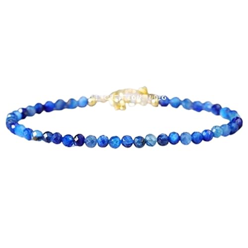 Gems_Hub Vergoldetes Armband mit blauen facettierten Kyanit-Perlen, rund, 3 mm, 17,8 cm, verstellbar, für Damen und Herren | FIZA_LINK_03981, 7 inch Adjustable, Messing Edelstein Messing Edelstein Gems_Hub Vergoldetes Armband mit blauen facettierten Kyanit-Perlen, rund, 3 mm, 17,8 cm, verstellbar, für Damen und Herren | FIZA_LINK_03981, 7 inch Adjustable, Messing Edelstein Messing Edelstein von Gems_Hub