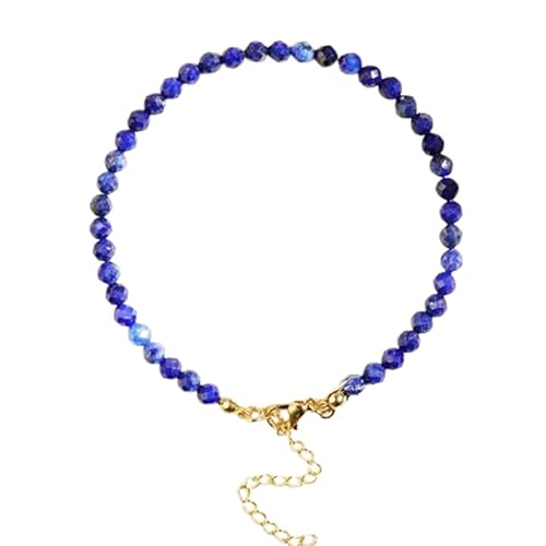 Gems_Hub Vergoldetes Armband mit blauen facettierten Lapislazuli-Perlen, rund, 3 mm, 17,8 cm, verstellbar, für Damen und Herren | FIZA_LINK_04364, 7 inch Adjustable, Messing Edelstein Messing Gems_Hub Vergoldetes Armband mit blauen facettierten Lapislazuli-Perlen, rund, 3 mm, 17,8 cm, verstellbar, für Damen und Herren | FIZA_LINK_04364, 7 inch Adjustable, Messing Edelstein Messing von Gems_Hub