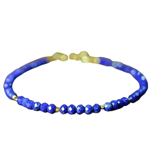 Gems_Hub Vergoldetes Armband mit blauen facettierten Lapislazuli-Perlen, rund, 4 mm, 17,8 cm, verstellbar, für Damen und Herren | FIZA_LINK_04393, 7 inch, Messing Edelstein Messing Edelstein Gems_Hub Vergoldetes Armband mit blauen facettierten Lapislazuli-Perlen, rund, 4 mm, 17,8 cm, verstellbar, für Damen und Herren | FIZA_LINK_04393, 7 inch, Messing Edelstein Messing Edelstein von Gems_Hub