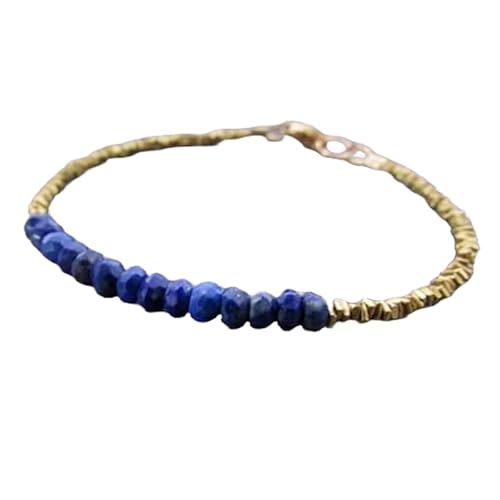 Gems_Hub Vergoldetes Armband mit blauen facettierten Lapislazuli-Perlen – Rondelle 3,5–4 mm – 17,8 cm verstellbar – für Damen und Herren | FIZA_LINK_04235, 7 inch, Messing Edelstein Messing Edelstein Gems_Hub Vergoldetes Armband mit blauen facettierten Lapislazuli-Perlen – Rondelle 3,5–4 mm – 17,8 cm verstellbar – für Damen und Herren | FIZA_LINK_04235, 7 inch, Messing Edelstein Messing Edelstein von Gems_Hub