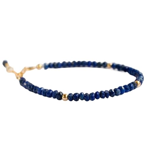 Gems_Hub Vergoldetes Armband mit blauen facettierten Lapislazuli-Perlen – Rondelle 3–3,5 mm – 17,8 cm verstellbar – für Damen und Herren | FIZA_LINK_04247, 7 inch Adjustable, Messing Edelstein Messing Gems_Hub Vergoldetes Armband mit blauen facettierten Lapislazuli-Perlen – Rondelle 3–3,5 mm – 17,8 cm verstellbar – für Damen und Herren | FIZA_LINK_04247, 7 inch Adjustable, Messing Edelstein Messing von Gems_Hub