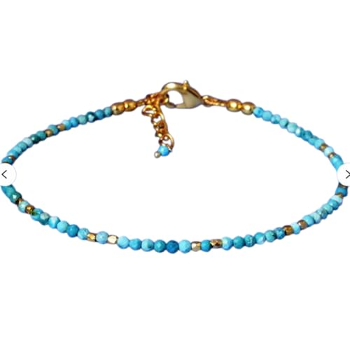 Gems_Hub Vergoldetes Armband mit blauen facettierten Türkisperlen – rund 2,5 mm – 17,8 cm verstellbar – für Damen und Herren | FIZA_LINK_06493, 7 inch Adjustable, Messing Edelstein Messing Edelstein Gems_Hub Vergoldetes Armband mit blauen facettierten Türkisperlen – rund 2,5 mm – 17,8 cm verstellbar – für Damen und Herren | FIZA_LINK_06493, 7 inch Adjustable, Messing Edelstein Messing Edelstein von Gems_Hub