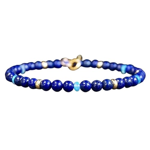 Gems_Hub Vergoldetes Armband mit blauen glatten Lapislazuli-Perlen, rund, 4 mm, 17,8 cm, verstellbar, für Damen und Herren | FIZA_LINK_04408, 7 inch, Messing Edelstein Messing Edelstein Lapislazuli Gems_Hub Vergoldetes Armband mit blauen glatten Lapislazuli-Perlen, rund, 4 mm, 17,8 cm, verstellbar, für Damen und Herren | FIZA_LINK_04408, 7 inch, Messing Edelstein Messing Edelstein Lapislazuli von Gems_Hub
