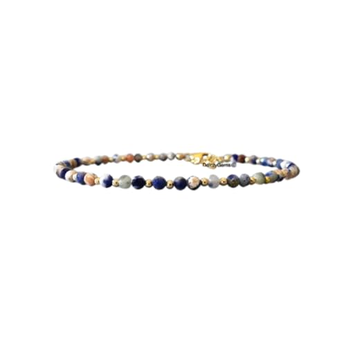 Gems_Hub Vergoldetes Armband mit blauen glatten Sodalith-Perlen, rund, 3 mm, 17,8 cm, verstellbar, für Damen und Herren | FIZA_LINK_06225, 7 inch, Messing Edelstein Messing Edelstein Sodalith Gems_Hub Vergoldetes Armband mit blauen glatten Sodalith-Perlen, rund, 3 mm, 17,8 cm, verstellbar, für Damen und Herren | FIZA_LINK_06225, 7 inch, Messing Edelstein Messing Edelstein Sodalith von Gems_Hub